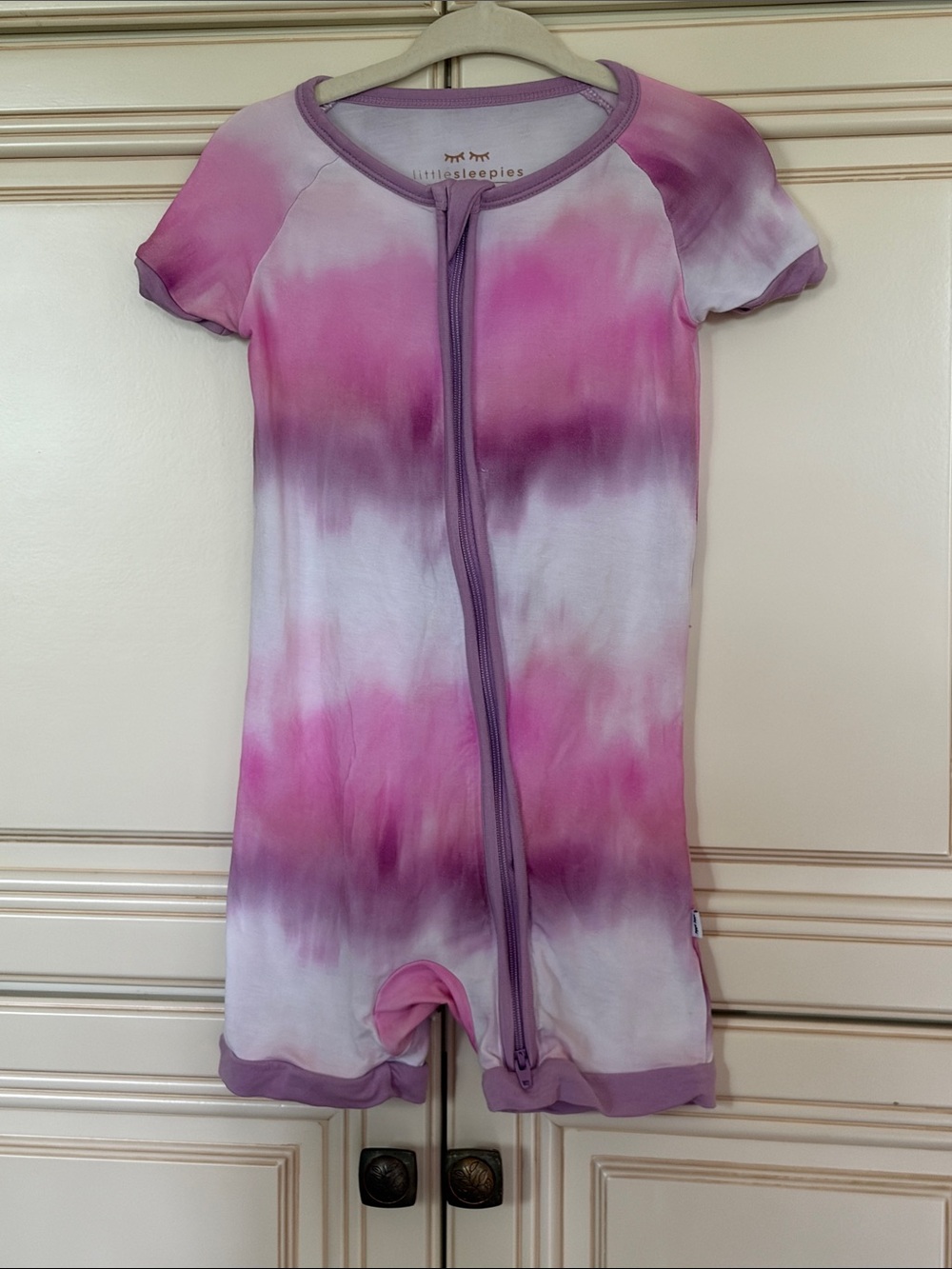 Little Sleepies Pink & White Tie-Dye Shorty Zippy